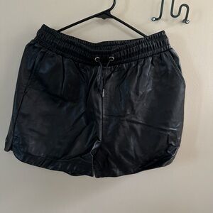 Crescent Black Leather Shorts